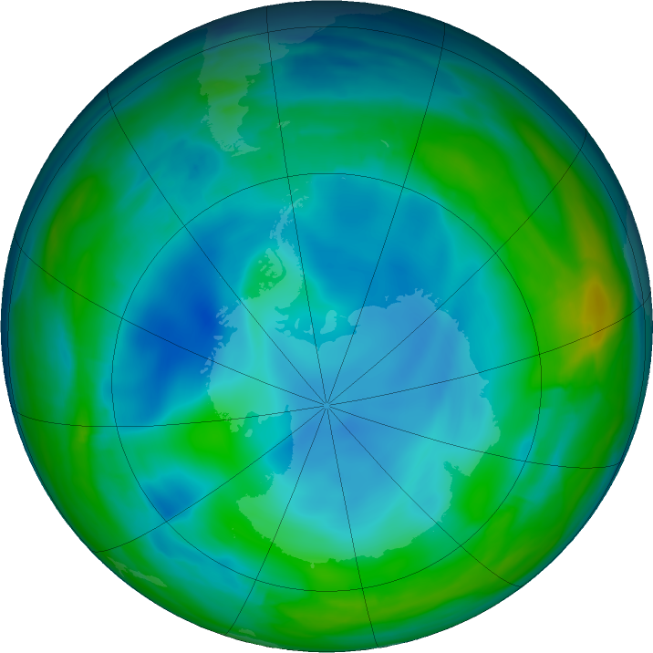 Antarctic ozone map for 17 June 2017